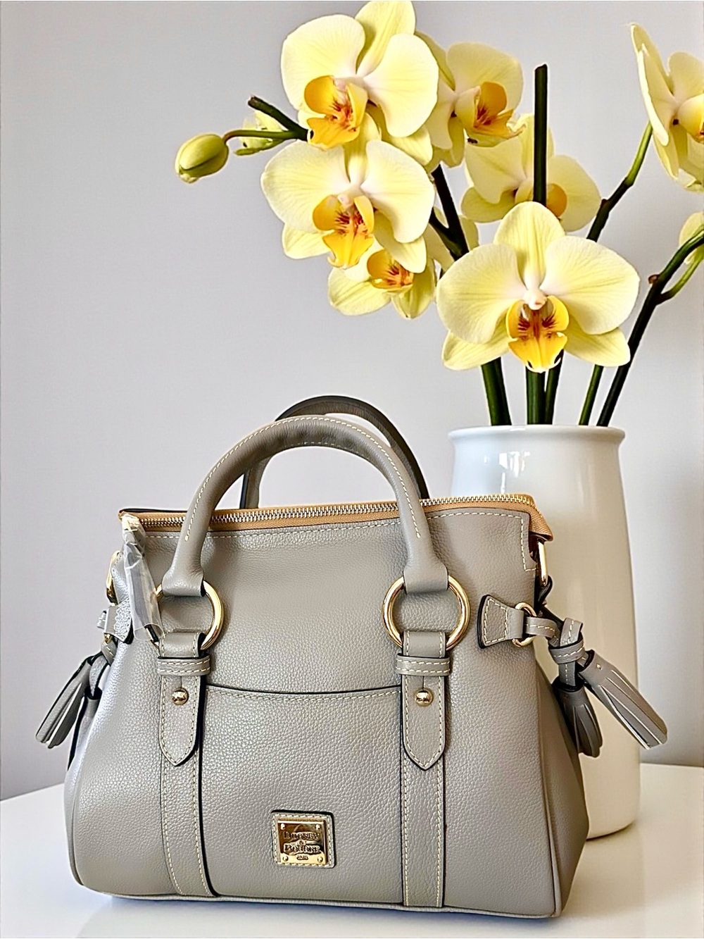 Dooney & Bourke Satchel 30 Grey Sorrento Leather With Pocket NWT $508 MSRP - Picture 2 of 16